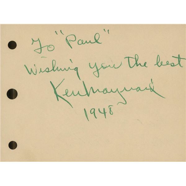 Ken Maynard signed note