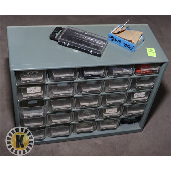 SHELF OF COMMERCIAL SEWING NEEDLES AND SUPPLIES