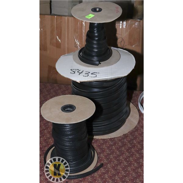 PILE OF 3 BLACK LEATHER SEWING TRIMS