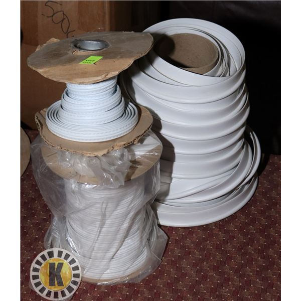 PILE OF 3 WHITE LEATHER SEWING TRIMS