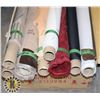 Image 2 : BOX OF ASSORTED FABRICS, ALL ROLLS ARE 1-2 YARDS