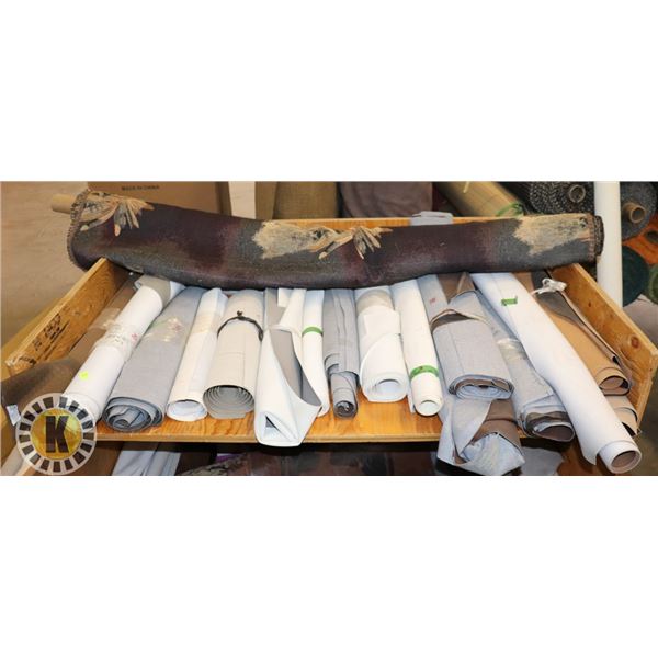 SHELF OF ASSORTED FABRIC CUT OFFS