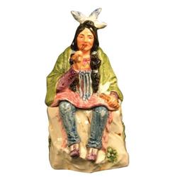 Western Americana Majolica Tobacco Jar