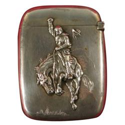 Silver Cowboy Embossed Match Safe