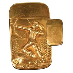 Sterling Silver Match Safe depicting Indian