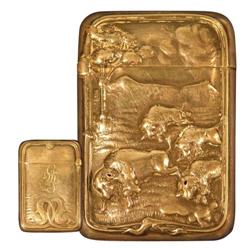 Sterling Silver Match Safe depicting Buffalo