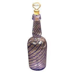 Blue Enameled Swirl Pattern Whiskey Bottle