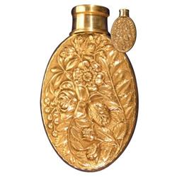 Silver Flask with embossed floral design