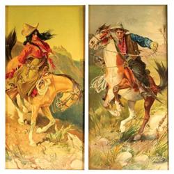 2 Western Americana Embossed Lithographs