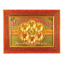 Rare Monarch Saddles Embossed Tin Sign
