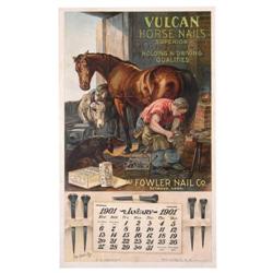 1901 Calendar for Vulcan Horse Nails