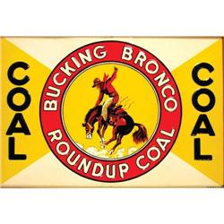 Bucking Bronco Round Up Coal Tin Sign