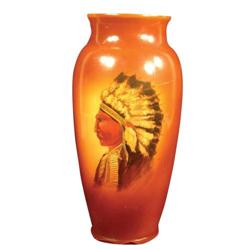 Western Americana Porcelain Vase
