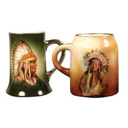 Two Western Americana Porcelain Mug
