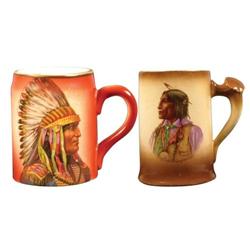 Two Western Americana Porcelain Mugs