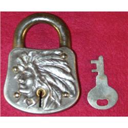 Western Americana Padlock, Indian Motif