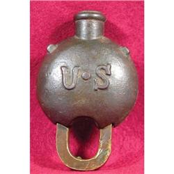 Cast Iron, Brass Figural Padlock US Canteen