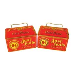 2 Just Suits Plug Tobacco Lunch Pail Tins