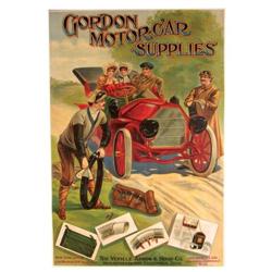 Rare Gordon Motor Car Supplies Paper Sign