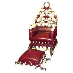 Leather Covered Horn Chair with foot stool