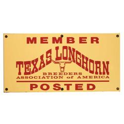 Texas Longhorn Breeders Porcelain Sign