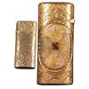 Image 1 : 14 KT and Gold Quartz Inlaid Match Safe