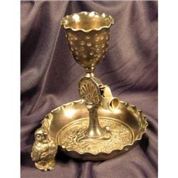 Silver Match Holder Ashtray with Cigar Tip Cutter.