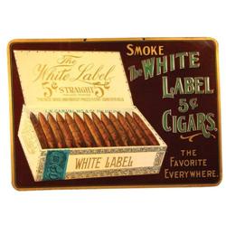 White Label Cigars Embossed Tin Sign
