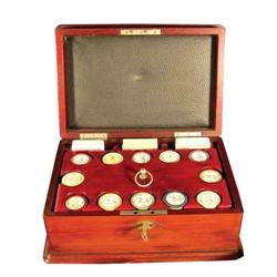 Mahogany Box of 187 Ivory Chips