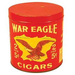 War Eagle Cigars tin round 50s