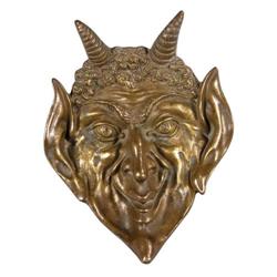 Brass Ashtray with Embossed Devil Face