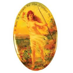 Celluloid Pocket Mirror depicting Nude