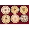 Image 1 : Six Ivory Poker Chips with Floral Designs