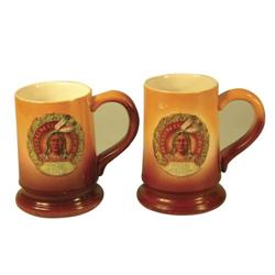 Two Round Oak Stove Beer Mugs