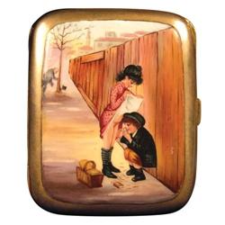 Silver and Enamel Naughty Cigarette Case