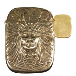 Unger Silver Match Safe Indian Motif