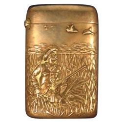Sterling Silver Match Safe depicting Hunter