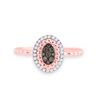 Image 2 : Round Brown Diamond Oval Ring 1/5 Cttw 10KT Rose Gold