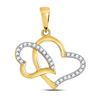 Round Diamond Double Heart Pendant 1/6 Cttw 10KT Yellow Gold