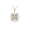 Genuine 6.3 ctw White Topaz & Pearl Necklace 14KT Yellow Gold - REF-59W2Y