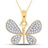 Image 1 : Round Diamond Butterfly Bug Pendant 1/3 Cttw 10KT Yellow Gold