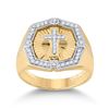 Image 1 : Round Diamond Cross Ring 1/4 Cttw 10KT Yellow Gold
