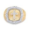 Image 2 : Round Diamond Cross Ring 1/4 Cttw 10KT Yellow Gold