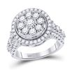 Image 1 : Round Diamond Flower Cluster Ring 1-3/4 Cttw 14KT White Gold