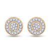 Image 2 : Round Diamond Cluster Earrings 1/2 Cttw 10KT Yellow Gold