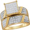 Image 2 : Diamond Cluster Matching Wedding Set 1/3 Cttw 10KT Yellow Gold