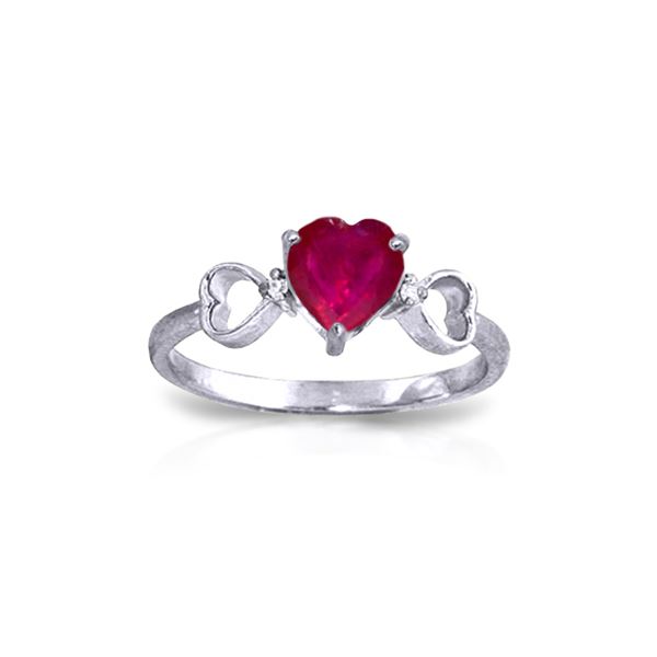 Genuine 1.01 ctw Ruby & Diamond Ring 14KT White Gold - REF-43A2K