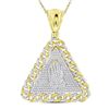Image 1 : Round Diamond Praying Hands Triangle Charm Pendant 1 Cttw 10KT Yellow Gold