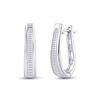 Image 1 : Baguette Channel-set Diamond Hoop Earrings 1/2 Cttw 10KT White Gold