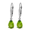 Genuine 3.15 ctw Peridot & Diamond Earrings 14KT White Gold - REF-44F3Z